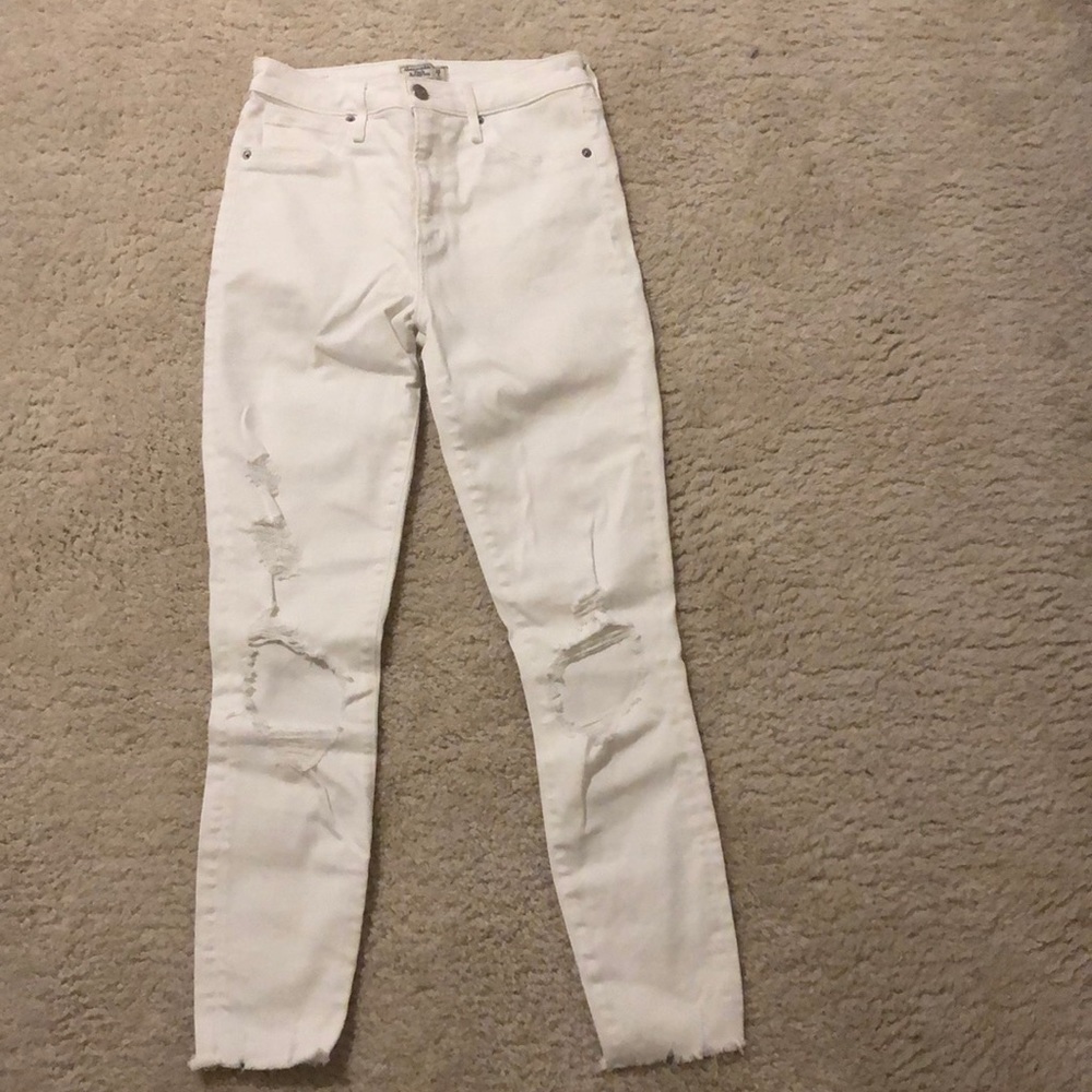 White Abercrombie and Fitch Ripped Jeans